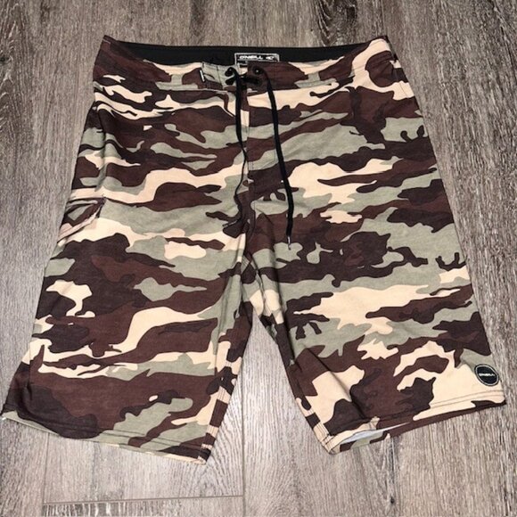 ONEILL MENS CAMO HYPERFREAK BOARD SHORTS SIZE 32 Camouflage Swim Trunks Suit - Picture 1 of 4